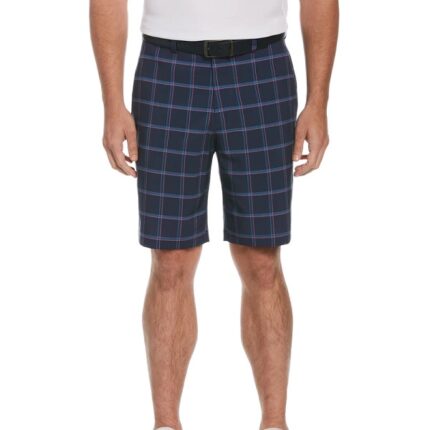 Gunmetal Stretch Men's Roadmap Plaid Performance Golf Shorts